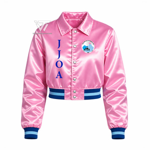 Custom Greek Jack And Jill Of America Inc Clothing Embroidered Satin Crop Bomber Jacket College Jacket Greek Paraphernalia - Product Image 1