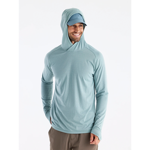 เสื้อเชิ้ตตกปลาแขนยาวสีฟ้าอ่อนสำหรับผู้ชาย UPF 50 ป้องกันรังสียูวี สีพื้น ผ้าโพลีเอสเตอร์ 100% เสื้อคลุมสำหรับกิจกรรมกลางแจ้ง - Product Image 4