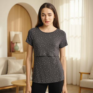 T-shirt d'allaitement Bmama à manches courtes, extensible, avec ouverture frontale pour l'allaitement, effet rafraîchissant, vente en gros - Product Image 1