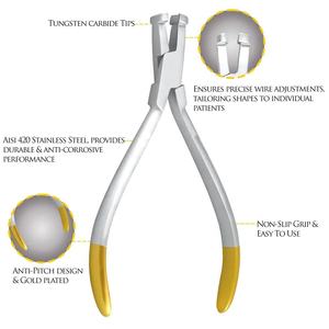 Pince de formage de boucles pour fils orthodontiques en acier inoxydable de haute qualité, instrument dentaire pour le retrait de brackets par Grip Surgical - Product Image 6