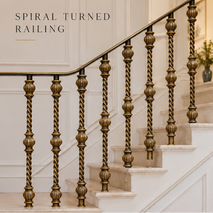 Rampe en bronze torsadée en spirale avec balustres torsadés pour escaliers et balcons, main courante et balustrade métalliques - Product Image 1