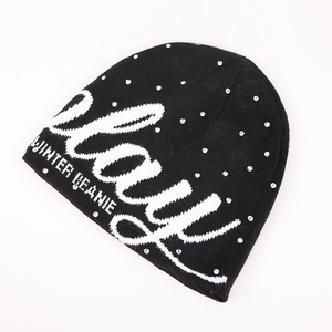 Gorro de Punto Jacquard con Letras de Diamantes de Imitación, Gorro de Invierno Cálido de Acrílico, Gorro de Punto Cálido Informal Unisex para Adultos - Product Image 5