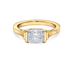 แหวนหมั้นเพชรทรงเรเดียนท์คัทแบบอีสต์เวสต์ แหวนแต่งงานเพชรเม็ดเดี่ยว 1 กะรัต เพชรเรเดียนท์สีเหลืองคานารี แหวนทองคำขาว VS2 - Product Image 1