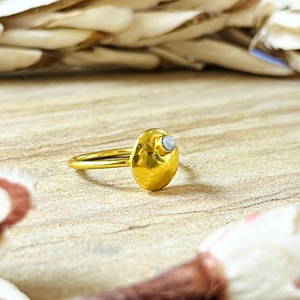 Unique Design Minimalist Moonstone <b>Ring</b> Boho Brass Band Women 18k Gold Plated Dainty Geometric <b>Dome</b> Statement Wholesale/OEM/ODM - Product Image 5