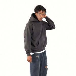 H5562 Fabricant de vêtements pour hommes, vente en gros, sweats à capuche personnalisés 100% coton, sans cordon, sweats à capuche oversize sans impression - Product Image 5