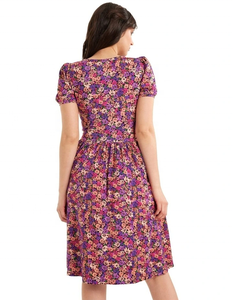 Woman Dresses New Arrivals 2026 Elegant Women's Dresses Printed Round Neckline Short Puff Sleeves Flippy <b>Skirt</b> Mini Party Dress - Product Image 3