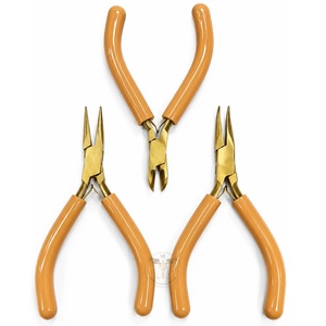 Gold Plated Jewelry <b>Pliers</b> Set – <b>Bent</b> <b>Nose</b>, Chain <b>Nose</b> & Side Cutting <b>Pliers</b> for Jewelry Making, Beading & Wire Work - Product Image 1