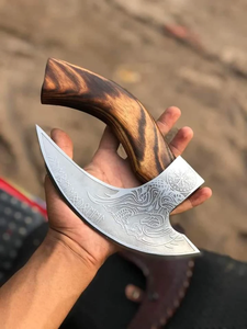 Hache à pizza de style Viking, lame en acier inoxydable faite à la main, coupe-légumes multi-lames, manche en bois de rose, hache de qualité industrielle DIY OEM - Product Image 4
