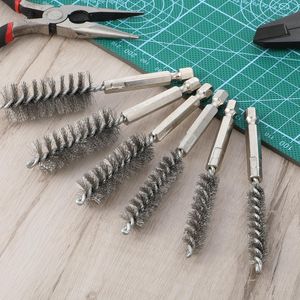 6-Piece Stainless Steel Bore <b>Brush</b> Set 6 Size Twisted <b>Wire</b> Cleaning <b>Brush</b> with 1/4 Inch Hex Shank Copper Pipe Cleaner - Product Image 5
