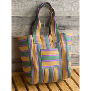 Custom Striped Design Eco-Friendly Recycled Nylon <b>Tote</b> <b>Bag</b> for Women for Travel <b>Beach</b> Shopping with Personalized Logo - Product Image 4