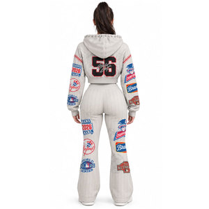 Chándal con Capucha para Mujer, Diseño de Béisbol, Cierre Completo con Cremallera, Bolsillos Laterales, Estampado por Sublimación, Estilo Casual - Product Image 4