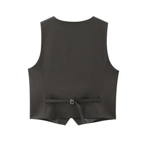 Chaleco Casual de Moda con Cuello Redondo y Botones, Chaleco para Mujer, Cortavientos, Transpirable, Sin Mangas, con Bolsillos con Solapa, Estilo Puffer - Product Image 2