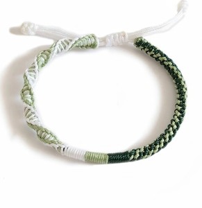 Orange Mixed Light Pink Waxed Cotton Bracelet - Product Image 3