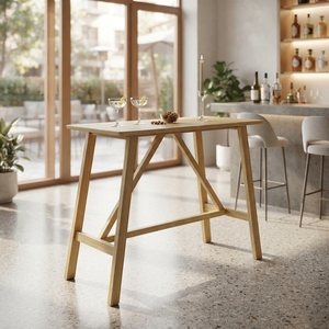 Solid Wood High Bar Table Modern <b>Rustic</b> A Frame Leg Natural Pine Style Wooden Counter Height Dining <b>Desk</b> Home Bar Furniture - Product Image 4