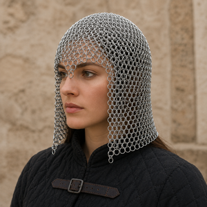 Capucha de Cota de Malla Medieval Hecha a Mano con Anillos de Aluminio Pulido, Disfraz Renacentista, Accesorio para la Cabeza de Halloween, Ren Faire Meta - Product Image 2