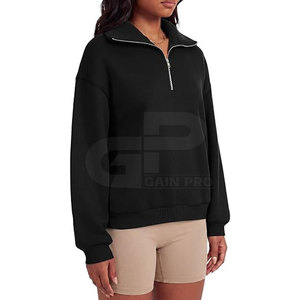 Trendy <b>Women</b> <b>Quarter</b> <b>Zip</b> <b>Sweatshirt</b> With Relaxed Fit Half <b>Zip</b> Closure Soft Fabric For Casual Outfits And Seasonal Wear - Product Image 3