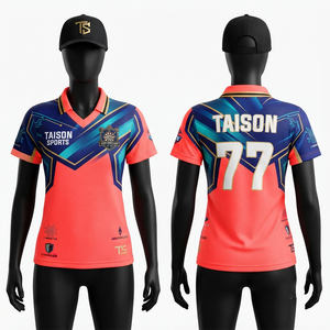 Camiseta Deportiva Premium para Hombre, 220 Gramos, Poliéster, Color Rosa Coral y Azul Marino, Transpirable, Diseño de Paneles Sublimados, Logotipo Personalizado, Ropa de Equipo - Product Image 1
