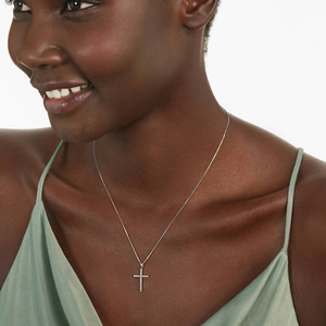 Collier pendentif croix en argent sterling 925 de luxe avec moissanite pour femme, collier religieux croix de Jésus sertie de pierres, cadeau bijou - Product Image 4