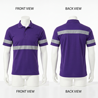 Polo de travail pour homme en piqué de polyester 200 GSM, violet-gris, avec bande réfléchissante, broderie de logo personnalisé, impression sérigraphique, transfert thermique, vêtements de travail