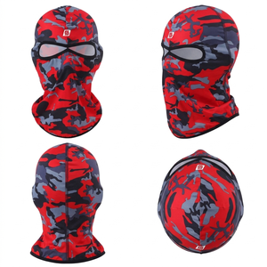 Red Camouflage <b>Full</b> Rhinestone <b>Balaclava</b> <b>Full</b> <b>Face</b> Cover Unisex Adult Outdoor Breathable Waterproof 100% Polyester Heat-Transfer - Product Image 3