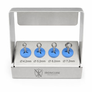 Kit de 4 Piezas para Implantes Dentales, Punzón Rotatorio de Tejido de 4.2mm, 5.2mm, 6.2mm, 7.2mm, Estuche Metálico para Instrumentos, IRONCURE INDUSTRIES Clase II - Product Image 1