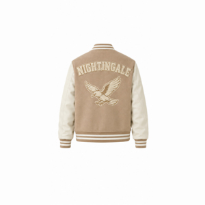 Wholesale Custom <b>Men's</b> Cool Style Letterman Fleece Winter Varsity <b>Baseball</b> Bomber <b>Jacket</b> with Stand Collar Embroidery Cow Hide - Product Image 4