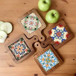 Premium Wooden Printed Serving Tray Decorative <b>Kitchen</b> Tray for Tea Coffee Breakfast Snacks - Product Image 1