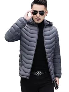 High Quality Custom Men's Fleece <b>Puffer</b> Summer <b>Jacket</b> Long <b>Thin</b> Front Zipper Closure Logo Decoration OEM Dropshipping - Product Image 2