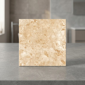Carreaux de porcelaine décoratifs brillants Glamour Crema 600x600mm, épaisseur 9mm, couleur beige, design pour sol de chambre à coucher - Product Image 1