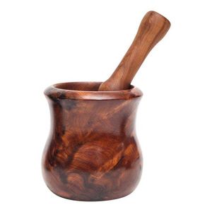 Solid Wooden Mortar And Pestle Set For Kitchen Counter Spice Processing And Traditional Culinary <b>Grinding</b> - Product Image 4
