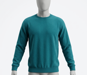 เสื้อสเวตเชิ้ตคอกลมสีเขียวอมฟ้าสำหรับผู้ชาย ทรงปกติ ผ้าถัก สีพื้น สวมใส่สบายๆ สำหรับฤดูใบไม้ร่วง - Product Image 1