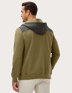 Sudadera con Capucha Verde Oliva para Hombre, Corte Regular, Cierre de Cremallera, Forro Polar, Diseño Casual con Bolsillos, Ropa de Otoño - Product Image 5