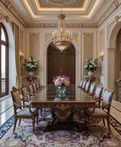 Traditional Dining <b>Table</b> Wooden Dining <b>Table</b> With 8 Chairs Antique Style Dining <b>Table</b> for Dining Room For Home Villa Apartment - Product Image 4