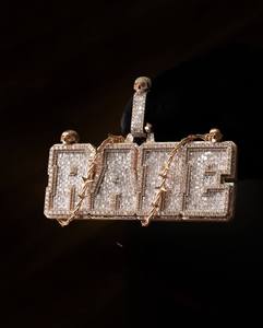 Colgante de Letra Personalizado de Plata de Ley 925 con Diamantes de Moissanita VVS para Hombre, Estilo Hiphop Iced Out con Espinas - Product Image 2