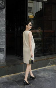 Casual Office Loose Solid 78% Polyester 18% Rayon 4% Spandex Wholesale Elastic Waist Summer Anti-Wrinkle Woolen Women's Dresses - Product Image 3