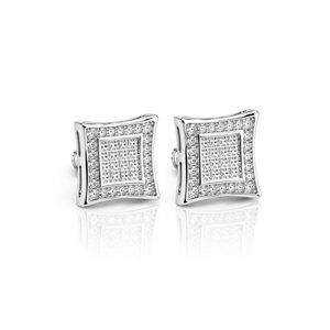 0.50 CTW Real Diamond Stud Earrings | 10K <b>White</b> Gold <b>Square</b> Earrings | Prong Set Diamond Studs | Screw Back Secure Women Jewelry - Product Image 1