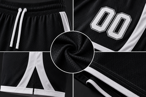 2026 Premium Football Shorts Men <b>Black</b> White Side Stripe Mid Drawstring Quick Dry Sporty Sublimation Print 100% Polyester 120g - Product Image 3