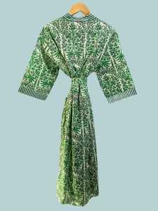 Kimono Hecho a Mano, Ropa de Dormir Elegante y Suave, Bata de Algodón Estampada a Mano, Kimono Largo para Mujer, Bata de Baño Estampada a Mano - Product Image 2