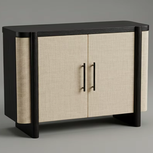 Buffet moderne à 2 portes en chêne massif pour salon - Rangement résistant à l'eau avec design minimaliste - Product Image 1