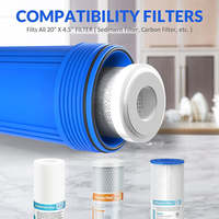 Carcasa de Filtro Jumbo de Plástico de 20 Pulgadas y 4.5 Pulgadas de Diámetro, Sistema de Filtración de Agua de 3 Etapas con Soporte de Hierro y 3 Medidores de Presión