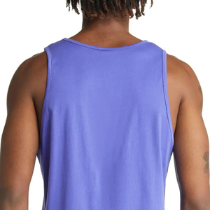 Camiseta sin mangas de algodón morado liso para hombre, cuello redondo, estilo casual - Product Image 4