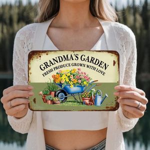 CIFbuy GrandmaFT's Garden - Targa in metallo vintage 'Garden Grown Love' - Decorazione da parete in stile rustico - Regalo per la mamma - Targa da giardino - Product Image 2