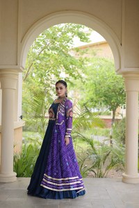 Robe en soie bleue élégante spéciale Navratri, chaniya choli traditionnel indien, tenue formelle Garba Gujarati, Lehenga choli de haute qualité - Product Image 6