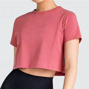 Camisetas de mujer Y2K de moda, camiseta corta acanalada suave personalizada para chicas, top corto ajustado liso para imprimir - Product Image 4