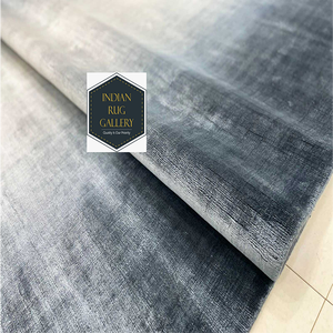 Ombre Loomknotted USA Shape Rug Premium Viscose Grey Beige Cut Pile Teppiche Abrash Gradient Stunning Rectangular Home Decor - Product Image 3