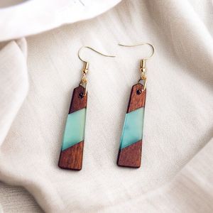 Pendientes de Resina Epoxi con Diseño de Madera Estilo Río, Pendientes Colgantes Únicos de Diseñador para Mujer, Accesorios de Moda - Product Image 4