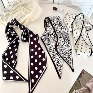 Luxury Brand Model Striped Printing Bag Handbag Handle Ribbon <b>Scarf</b> Small Silk <b>Scarf</b> Women Hair Band Neck <b>Scarves</b> Neckerchief - Product Image 3
