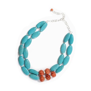 Collar de Resina con Cuentas Turquesas para Mujer, Joyería de Estilo Lindo, Accesorio para Fiesta, Doble Hilo con Cuentas Naranjas, Modelo APEX ALIGN - Product Image 2