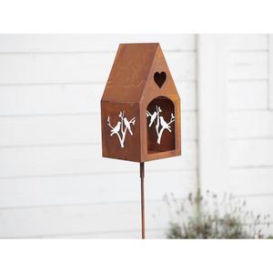 Casa para pájaros de hierro con diseño grabado personalizado, con acabado antioxidante, para montar en el suelo, para decoración de jardín y granja. - Product Image 5