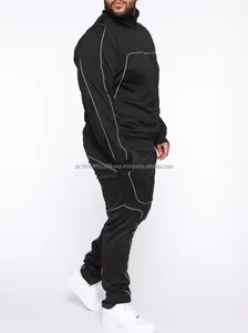 Nuevo diseño personalizado Nylon reflectante raya 2 piezas cremallera entrenamiento Jogging ropa deportiva chándal para hombres conjuntos de hombres - Product Image 5